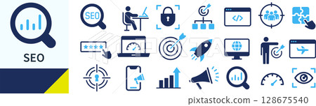 SEO silhouette icon set 128675540