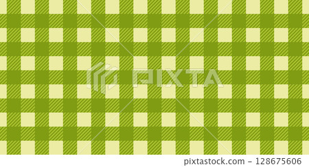 Green checkered picnic plaid texture. Gingham or vichy pattern with spring or summer print. Tablecloth, blanket, basket napkin or towel texture. Wrapping paper or textile design. Vector illustration Green checkered picnic plaid texture. Gingham or vichy pattern with spring or summer print. Tablecloth, blanket, basket napkin or towel texture. Wrapping paper or textile design. Vector illustration 128675606