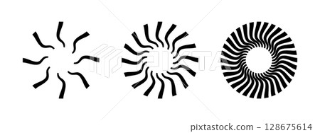 Spinner sun symbols. Round swirl icons. Windmill, propeller, ventilator or pinwheel toy signs. Vortex, vertigo or tornado pictograms isolated on white background. Vector graphic illustration Spinner sun symbols. Round swirl icons. Windmill, propeller, ventilator or pinwheel toy signs. Vortex, vertigo or tornado pictograms isolated on white background. Vector graphic illustration 128675614