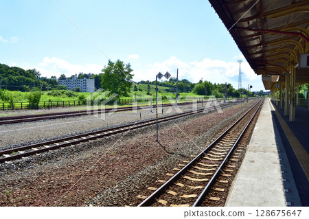 View from the train window on JR Hokkaido's Nemuro Line from Ikeda Station to Tsunetoyo Signal Station View from the train window on JR Hokkaido's Nemuro Line from Ikeda Station to Tsunetoyo Signal Station 128675647