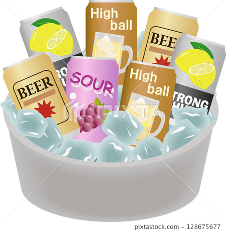 Ice cold canned alcoholic drink 128675677