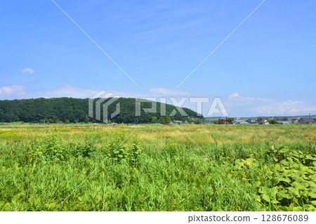 View from the train window on JR Hokkaido's Nemuro Line from Shiranuka Station to Kushiro Station 128676089