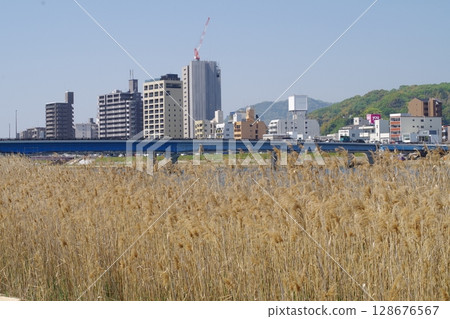 View of the Hiroshima Ota River floodway View of the Hiroshima Ota River floodway 128676567