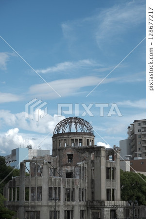 Atomic Bomb Dome Hiroshima anti-war non-nuclear peace prayer radiation exposure 128677217