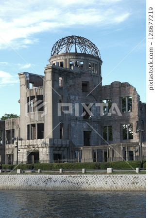 Atomic Bomb Dome Hiroshima anti-war non-nuclear peace prayer radiation exposure 128677219