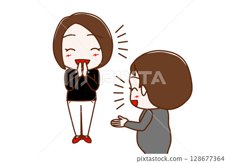 (多位)面帶微笑聊天的婦女和一名孕婦 (多位)面帶微笑聊天的婦女和一名孕婦 128677364