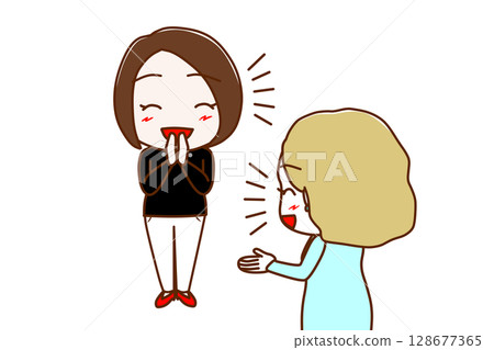 （多位）面帶微笑的女士和一位白人女士聊天玩樂 128677365