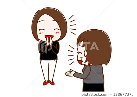 (Multiple) Smiling, chatting women and a fat woman 128677373