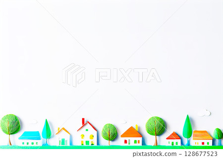 A row of houses and trees A row of houses and trees 128677523
