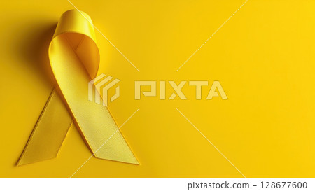 Yellow ribbon shows support for mental health, created with AI 128677600