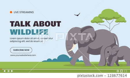 World Elephant Day Video Thumbnail in Flat Cartoon Style for Awareness and Conservation World Elephant Day Video Thumbnail in Flat Cartoon Style for Awareness and Conservation 128677614