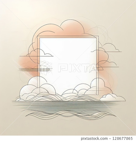 Abstract Minimalist Landscape Frame with Soft Pastel Colors with Generative AI. 128677865