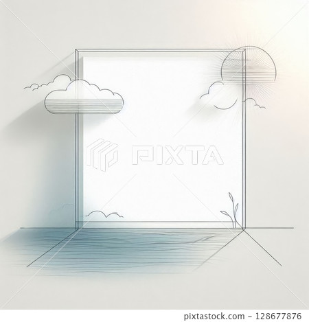 Abstract Minimalist Landscape Frame with Soft Pastel Colors with Generative AI. 128677876
