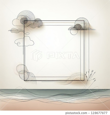 Abstract Minimalist Landscape Frame with Soft Pastel Colors with Generative AI. 128677877