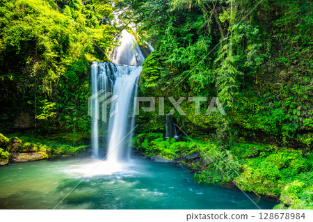 Jion Falls with fresh greenery [Hita City, Oita Prefecture] 128678984