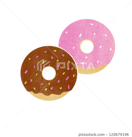 郵票式甜甜圈插圖 郵票式甜甜圈插圖 128679196