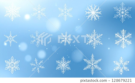 Falling snow pattern on pastel background 128679221