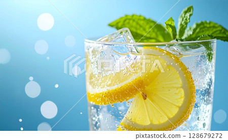 Refreshing lemonade with mint and lemon 128679272