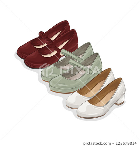 Illustration of Woman Shoes Illustration of Woman Shoes 128679814
