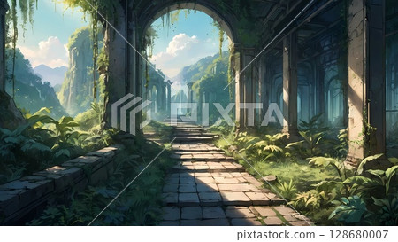 遊戲背景:大山深處的古廟遺址及遺址景觀長廊 遊戲背景:大山深處的古廟遺址及遺址景觀長廊 128680007