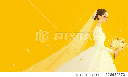 A woman in a wedding dress 128680270