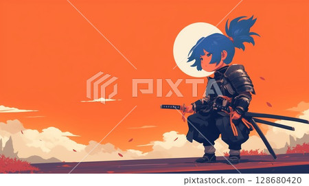 Full moon and warrior 128680420