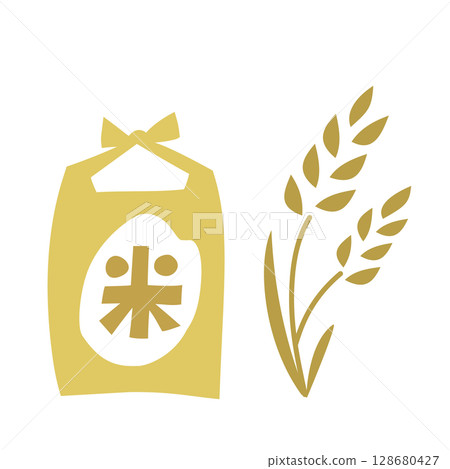 米袋和米的向量圖 128680427
