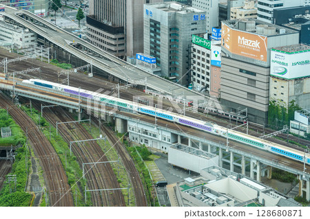 Disney Shinkansen passing through Nagoya Station (July 2025) Photographed from Nagoya Prince Hotel Sky Tower Disney Shinkansen passing through Nagoya Station (July 2025) Photographed from Nagoya Prince Hotel Sky Tower 128680871