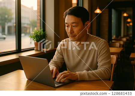 Man using a computer 128681433