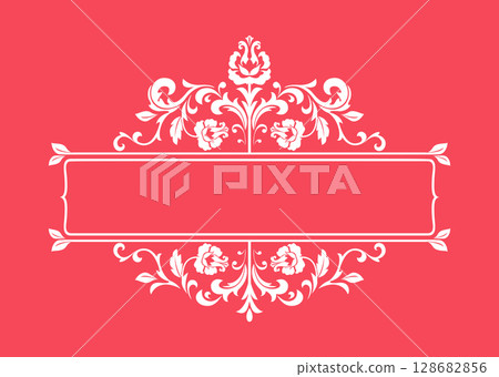 Vintage pink and white element. Graphic vector design. Damask graphic ornament Vintage pink and white element. Graphic vector design. Damask graphic ornament 128682856