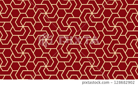 The geometric pattern with lines. Seamless vector background. Golden and red texture. Graphic modern pattern. Simple lattice graphic design The geometric pattern with lines. Seamless vector background. Golden and red texture. Graphic modern pattern. Simple lattice graphic design 128682902