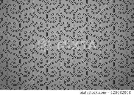 The geometric pattern with wavy lines. Seamless vector background. Gray and black texture. Simple lattice graphic design 128682908