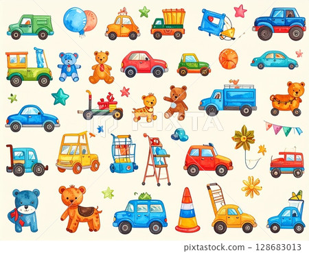 玩具插圖：人工智慧生成的圖像 128683013