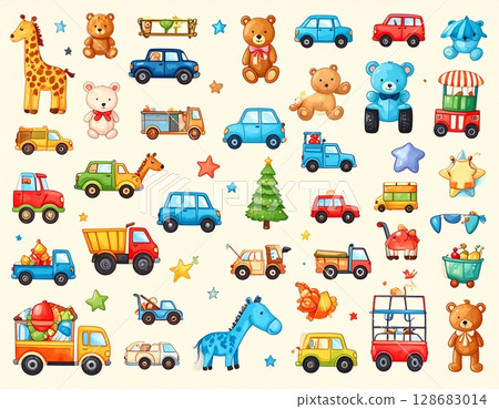 玩具插圖：人工智慧生成的圖像 128683014