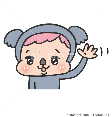 穿著揮手無尾熊服裝的人 128683051