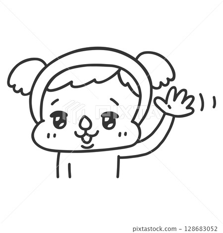 穿著揮舞無尾熊服裝的人 - 線條畫 穿著揮舞無尾熊服裝的人 - 線條畫 128683052