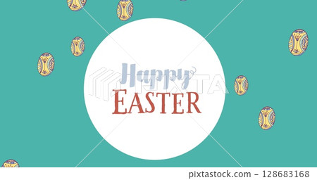 Image of easter eggs and happy easter text 128683168