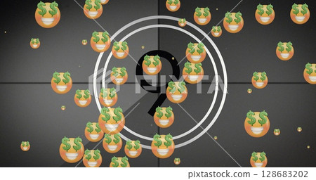 Image of emoji icons over countdown on black background 128683202