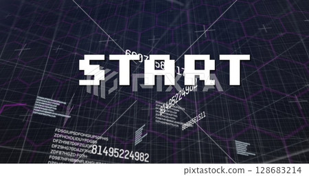 Image of start over data processing on black background Image of start over data processing on black background 128683214