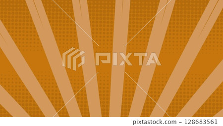 Image of pizza icons over stripes on orange background Image of pizza icons over stripes on orange background 128683561