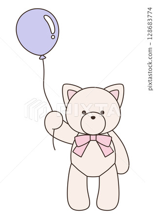 帶有絲帶的可愛貓咪毛絨玩具的向量圖。貓,圖標,氣球 帶有絲帶的可愛貓咪毛絨玩具的向量圖。貓,圖標,氣球 128683774