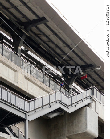 Staircase at Suburban Train Station. Staircase at Suburban Train Station. 128683815