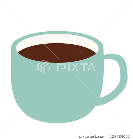 淺藍色杯子裡的咖啡的簡單可愛的插圖 128684002