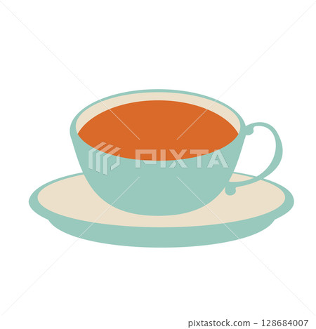 淺藍色茶杯中的茶的插圖 128684007
