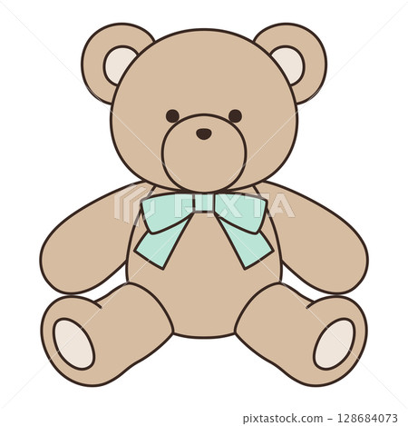 Vector illustration of a cute teddy bear with a bow. Bear, icon, teddy bear 128684073