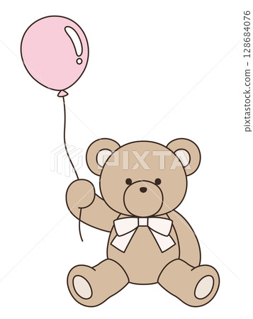 Vector illustration of a cute teddy bear with a bow. Bear, icon, balloon, teddy bear 128684076