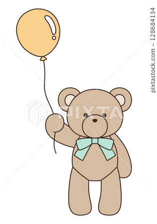 Vector illustration of a cute teddy bear with a bow. Bear, icon, balloon, teddy bear Vector illustration of a cute teddy bear with a bow. Bear, icon, balloon, teddy bear 128684134