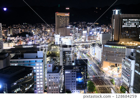 Night view of Kobe city from the observation deck of Kobe City Hall Night view of Kobe city from the observation deck of Kobe City Hall 128684259