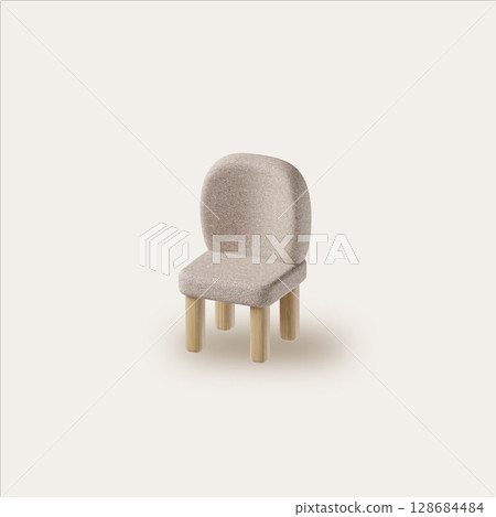 Bedroom minimalism with stylish chair design. 3D render illustration 128684484