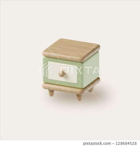 Bedroom minimalist nightstand design. 3D render illustration Bedroom minimalist nightstand design. 3D render illustration 128684528